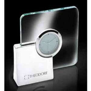  Augmenter   Silver and glass desk clock discreet hour 