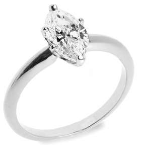 01 CT F/SI1 MARQUISE DIAMOND SOLITAIRE RING 14K W GOLD  