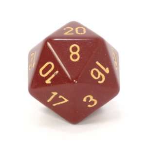  Chessex Opaque 34mm 20 sided Dice, Burgundy with Gold 