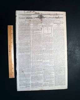 1799 GEORGE WASHINGTON DEATH 1st Report Old Newspaper *  