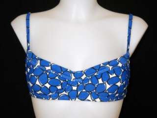 NWT LENNY Blue Print Padded Demi Bra Bikini Top M $101  