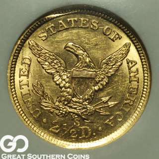 1868 S NGC $2.5 GOLD Liberty Quarter Eagle MS 61 ** ULTRA RARE MINT 