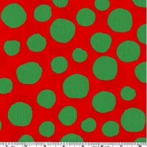   Olivia Polka Dots Red/Green Fabric By The Yard Arts, Crafts & Sewing