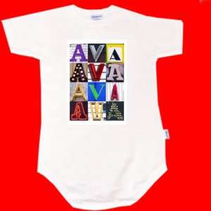  AVA Personalized Baby Onesie Bodysuit Using Sign Letters 