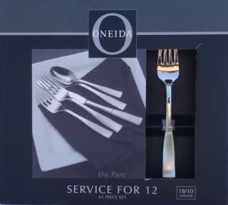 Oneida 18/10 Stainless 65 Piece Service for 12 + Servers   Du Parc 
