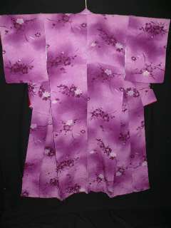 TAISHO ROMAN Antique Purple Kimono w/Ume, Kiku F611  