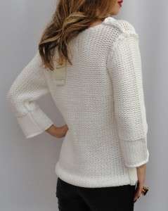   Birger White Cotton Knit Sweater Jumper Top UK10 12 M   