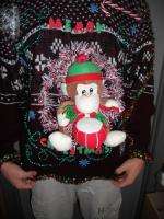   MONKEY ANIMATED MUSICAL LIGHT UP UGLY CHRISTMAS SWEATER MENS WOMENS XL