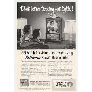  1951 Zenith Aldrich Blaxide Tube Television TV Print Ad 