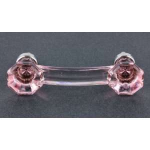  Pink Glass Pull   Octagon w/ Chrome 3