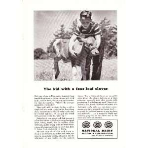1946 Ad National Dairy Corp 4H Kid and Calf Original Vintage Print Ad