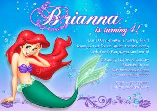 Ariel the Little Mermaid Birthday Invitation  