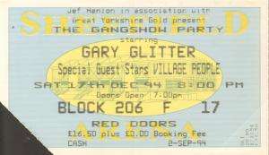 GARY GLITTER sheffield arena 17/12/1994 ticket uk   1994 used ticket 