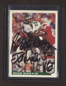 1992 Reggie White Philadelphia Eagles signed Fleer card AUTO  