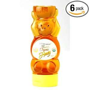 John Mountain Organic Honey Bear with No Mess Cap, 12 Ounce (Pack of 6 
