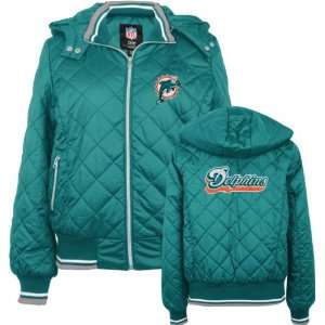  Miami Dolphins  Womens  Diamond Quilted Full Zip Hooded 