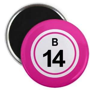  Bingo Ball B14 FOURTEEN Pink 2.25 inch Fridge Magnet 