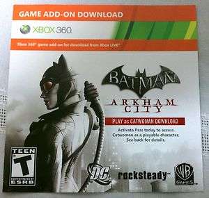 BATMAN ARKHAM CITY PLAY AS CATWOMAN    X BOX 360 XBOX GAME ADD ON 