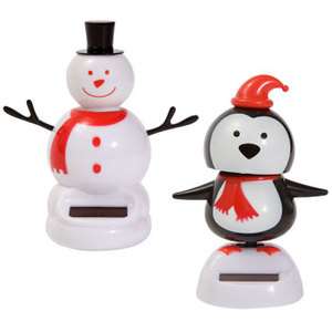 Two Pack Solar Powered Dancing Penguins & Snowmen, 4¼ One Each 
