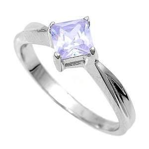 Sterling Silver Baby Ring with Lavender CZ   2mm Band Width   7mm Face 