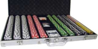 8g 2 Stripe Twist 1000 Poker Chip Set Aluminum Case  