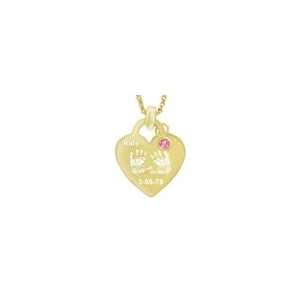 ZALES Simulated Birthstone Baby Handprints Heart Pendant in Sterling 