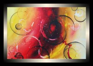 Large Painting Original Red Yellow Circle Abstract Canvas Modern Wall 