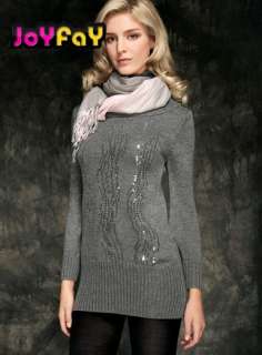Twinkling Sequins Embroidered Long Woolen Women Sweater  