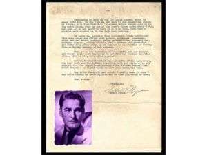 Errol Flynns Letter From set Virginia City  