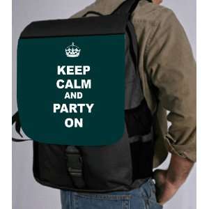  Keep Calm and Party On   Green Color Back Pack   School 