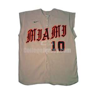  Gray No. 10 Game Used Miami Nike Baseball Jersey (SIZE 46 