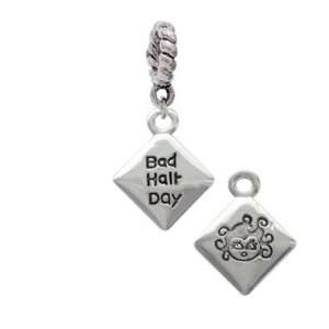  2 D Bad Hair Day with Girl Silver Plated European Charm 