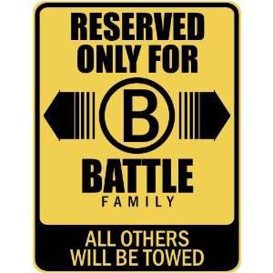   RESERVED ONLY FOR BATTLE FAMILY  PARKING SIGN