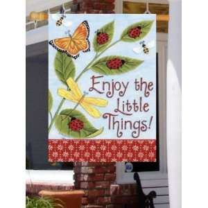 Enjoy the Little Things Large Flag Ladybugs Butterflies 