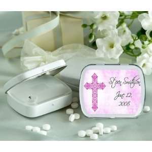 Baby Keepsake Pink Cross on Canvas Background Design Personalized 