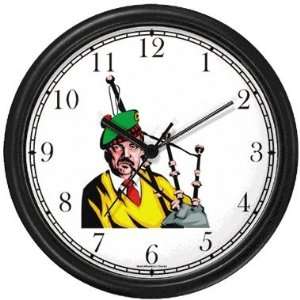 Scottish Bagpipe or Bag Pipe Player No.2 Scotland Theme Wall Clock by 