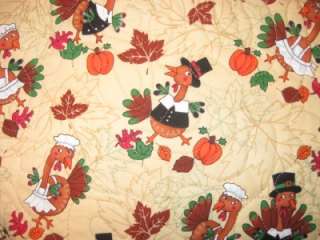   Quilted Table Runner Thanksgiving Turkeys leaves fall pumpkins autumn