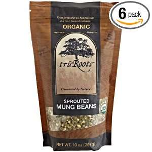 truRoots Organic Sprouted Mung Beans, 10 Ounce Pouches (Pack of 6 