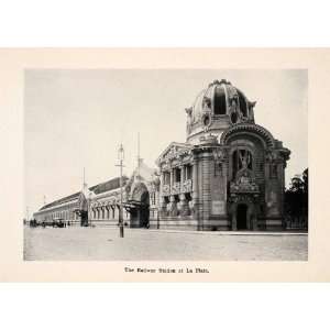  1913 Print the railway station at La Plata Argentina South 