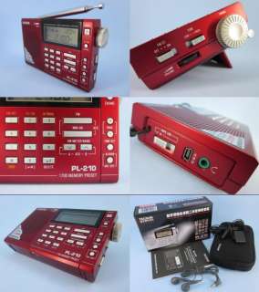 TECSUN PL 210 Red FM Stereo/LW/SW Dual Conversion Radio  