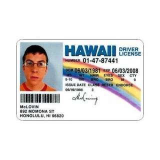  Superbad McLovin Hawaii Drivers License Bumper Sticker
