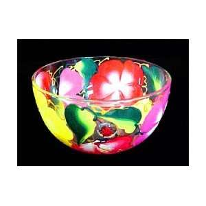  Hibiscus Design   Hand Painted   Serving Bowl   6 inch 