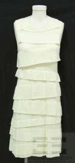 TSE Beige Knit Tiered Ruffle And Silk Lined Sleeveless Dress  