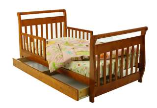 Dream On Me Sleigh Toddler Bed w/ Trundle in Pecan  