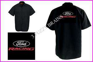 Ford Racing Logo Red Kap Black Work Shirt  