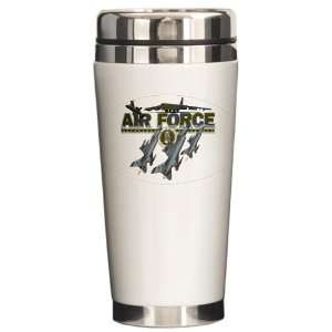 Ceramic Travel Drink Mug US Air Force with Planes and Fighter Jets 