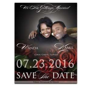   50 Save the Date Cards   Red Red Wine Roses in White