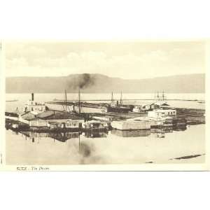    1920s Vintage Postcard The Docks Suez Egypt 