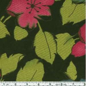  58 Wide Printed Slinky Hibiscus Black Fabric By The Yard 