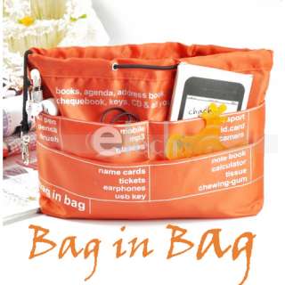 Handbag Multiple Pockets Bag In Bag Organizer Orange  